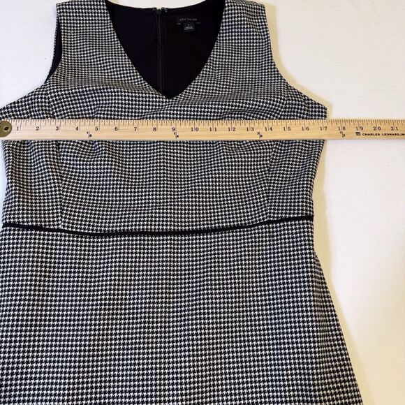 Women Ann Taylor Houndstooth Flounce‎ Sheath Dress Black /White Sz 6 Work Office - Picture 8 of 15